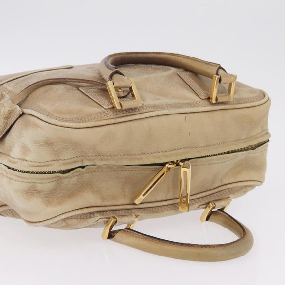 LOEWE Anagram Amazona 28 Hand Bag Leather Gold Auth ep16795