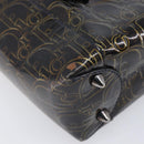 Christian Dior Maris Pearl Bag Patent Leather Dark Brown Silver Auth ep16803-11