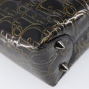 Christian Dior Maris Pearl Bag Patent Leather Dark Brown Silver Auth ep16803-13
