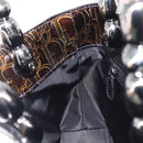 Christian Dior Maris Pearl Bag Patent Leather Dark Brown Silver Auth ep16803-20