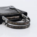 Christian Dior Maris Pearl Bag Patent Leather Dark Brown Silver Auth ep16803-7
