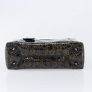 Christian Dior Maris Pearl Bag Patent Leather Dark Brown Silver Auth ep16803-9