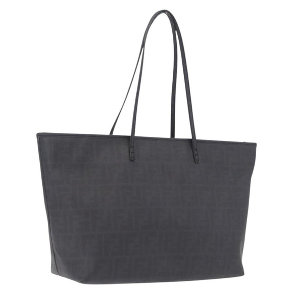 FENDI Zucca Canvas Tote Bag PVC Black Gold Auth ep16805A