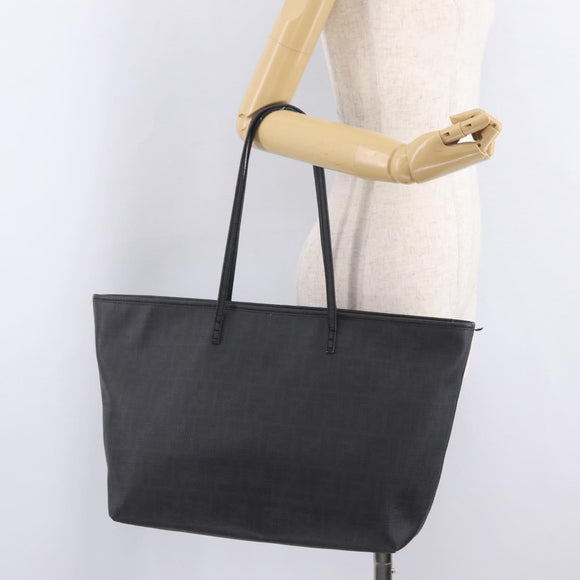 FENDI Zucca Canvas Tote Bag PVC Black Gold Auth ep16805A