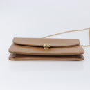 Christian Dior Chain Shoulder Bag Leather Beige Gold Auth ep16809-10
