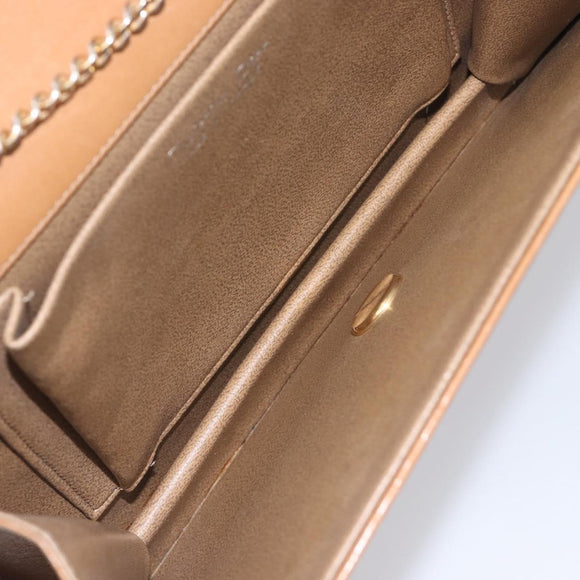 Christian Dior Chain Shoulder Bag Leather Beige Gold Auth ep16809