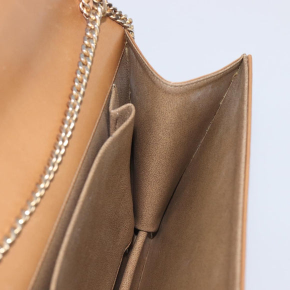Christian Dior Chain Shoulder Bag Leather Beige Gold Auth ep16809
