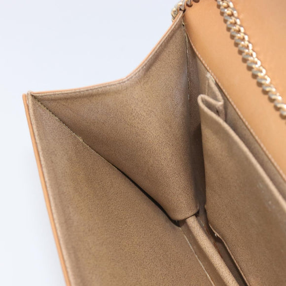 Christian Dior Chain Shoulder Bag Leather Beige Gold Auth ep16809