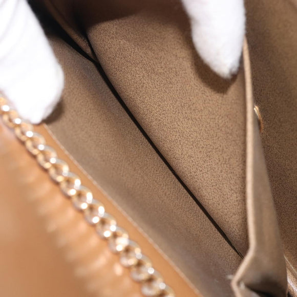 Christian Dior Chain Shoulder Bag Leather Beige Gold Auth ep16809