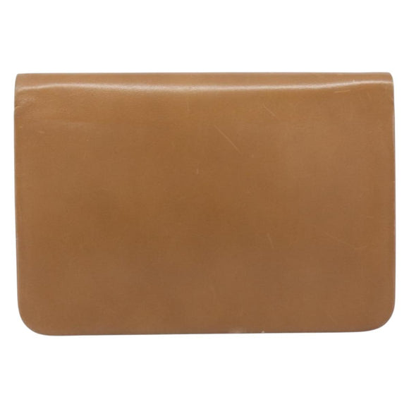Christian Dior Chain Shoulder Bag Leather Beige Gold Auth ep16809