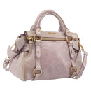 Miu Miu Side ribbon Hand Bag Leather 2way Pink Gold Auth ep16810V-1
