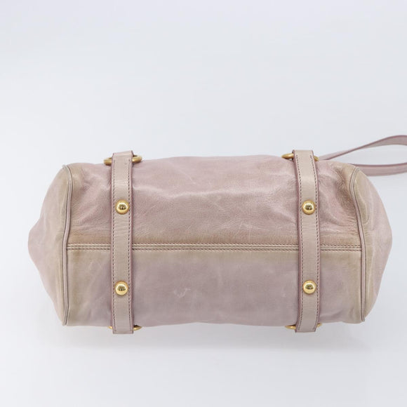 Miu Miu Side ribbon Hand Bag Leather 2way Pink Gold Auth ep16810V