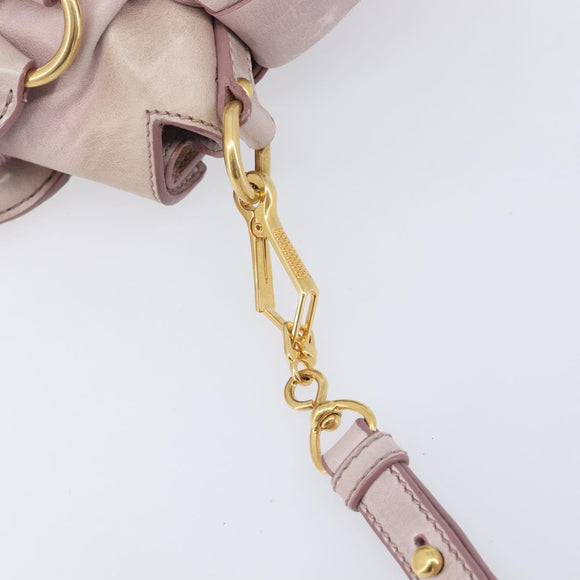 Miu Miu Side ribbon Hand Bag Leather 2way Pink Gold Auth ep16810V