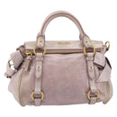 Miu Miu Side ribbon Hand Bag Leather 2way Pink Gold Auth ep16810V-2