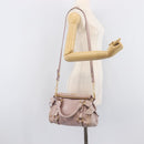 Miu Miu Side ribbon Hand Bag Leather 2way Pink Gold Auth ep16810V-28