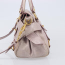 Miu Miu Side ribbon Hand Bag Leather 2way Pink Gold Auth ep16810V-4