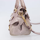Miu Miu Side ribbon Hand Bag Leather 2way Pink Gold Auth ep16810V-5