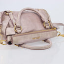 Miu Miu Side ribbon Hand Bag Leather 2way Pink Gold Auth ep16810V-6
