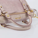 Miu Miu Side ribbon Hand Bag Leather 2way Pink Gold Auth ep16810V-7