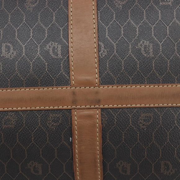 Christian Dior Honeycomb Canvas Boston Bag PVC Black Gold Auth ep16813