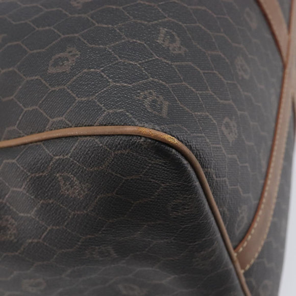 Christian Dior Honeycomb Canvas Boston Bag PVC Black Gold Auth ep16813