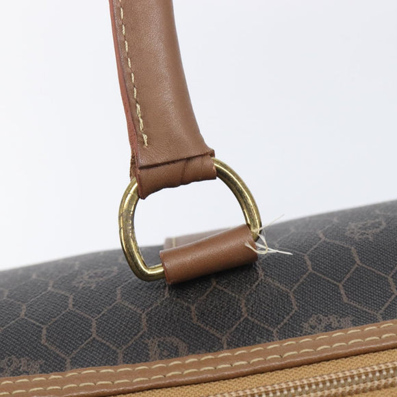Christian Dior Honeycomb Canvas Boston Bag PVC Black Gold Auth ep16813