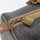 Christian Dior Honeycomb Canvas Boston Bag PVC Black Gold Auth ep16813-17