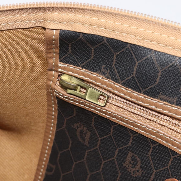Christian Dior Honeycomb Canvas Boston Bag PVC Black Gold Auth ep16813