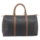 Christian Dior Honeycomb Canvas Boston Bag PVC Black Gold Auth ep16813-3