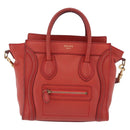 CELINE Luggage Nano Shopper Hand Bag Leather 2way Red Gold Auth ep16814A-2