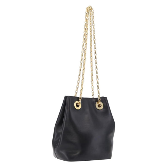 CELINE Shoulder Bag Leather Black Gold Auth ep16820V