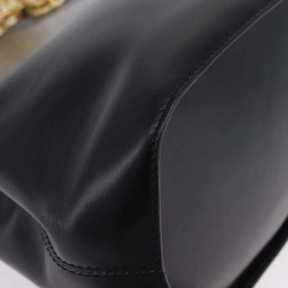 CELINE Shoulder Bag Leather Black Gold Auth ep16820V