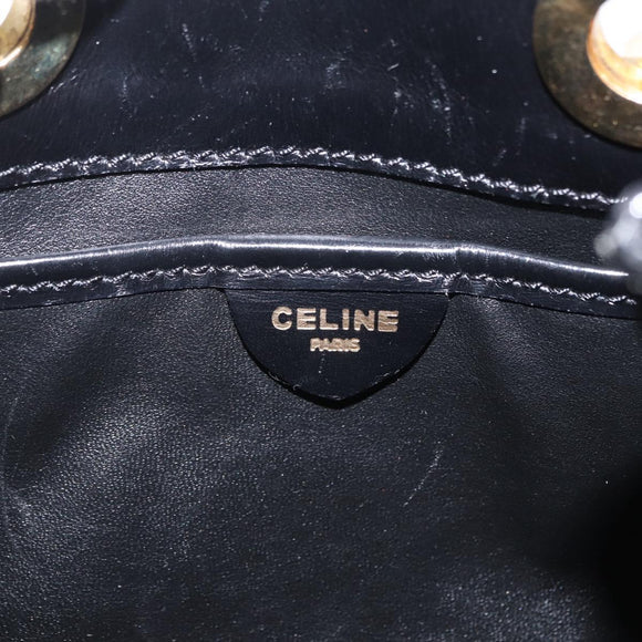 CELINE Shoulder Bag Leather Black Gold Auth ep16820V