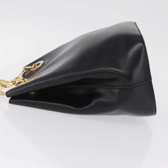 CELINE Shoulder Bag Leather Black Gold Auth ep16820V