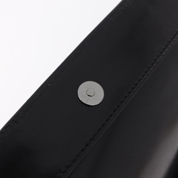 Saint Laurent Clutch Bag Leather Black Silver Auth ep16822