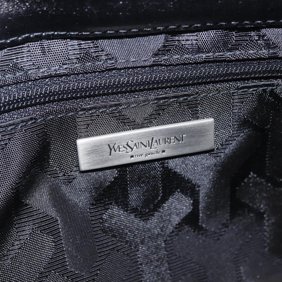 Saint Laurent Clutch Bag Leather Black Silver Auth ep16822