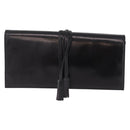 Saint Laurent Clutch Bag Leather Black Silver Auth ep16822-2