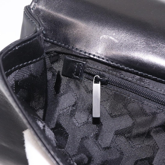 Saint Laurent Clutch Bag Leather Black Silver Auth ep16822