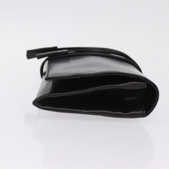 Saint Laurent Clutch Bag Leather Black Silver Auth ep16822