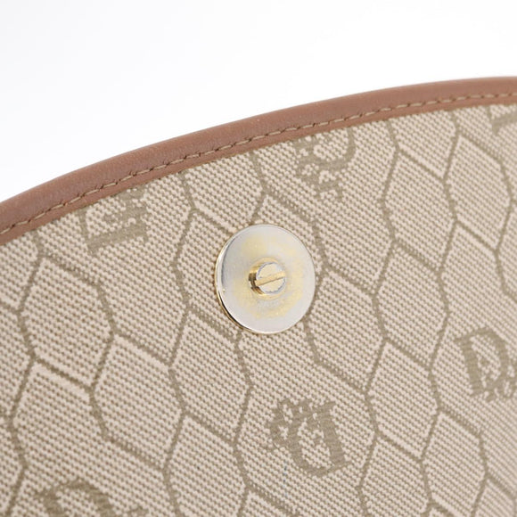 Christian Dior Honeycomb Canvas Shoulder Bag PVC Beige Gold Auth ep16823