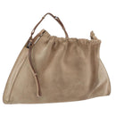 GUCCI Hand Bag Suede Beige 76554 Auth ep16831-1