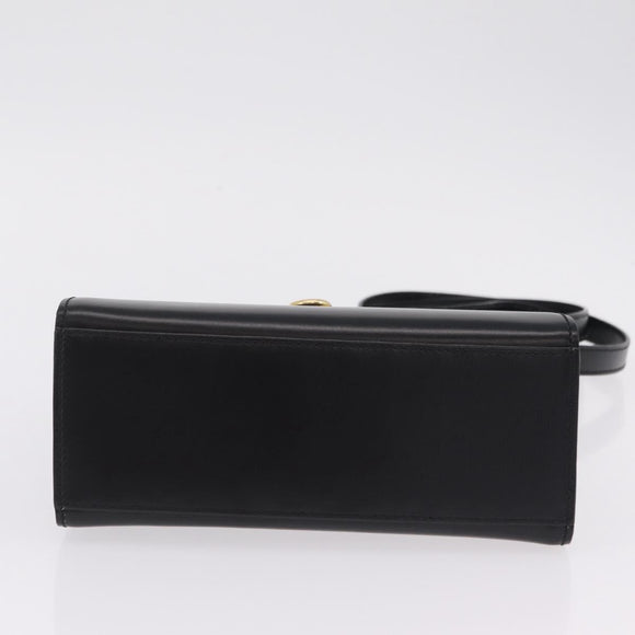 CELINE Hand Bag Leather 2way Black Gold Auth ep16836V