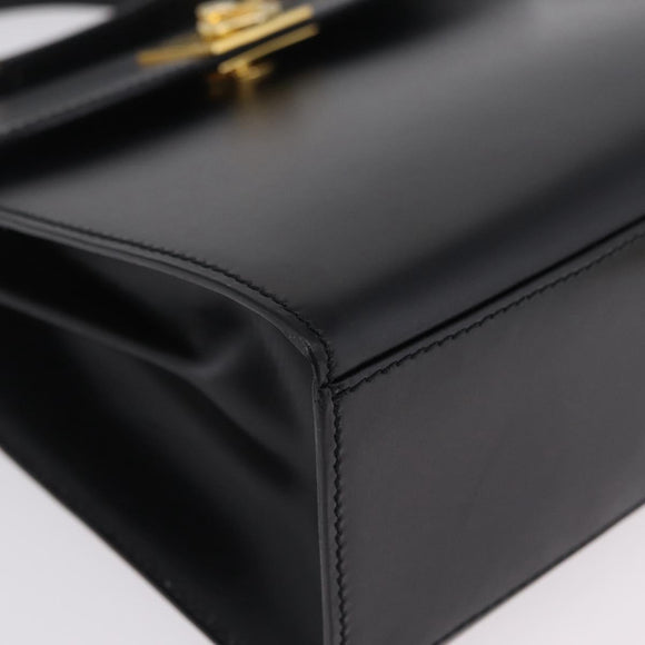 CELINE Hand Bag Leather 2way Black Gold Auth ep16836V