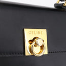 CELINE Hand Bag Leather 2way Black Gold Auth ep16836V-16