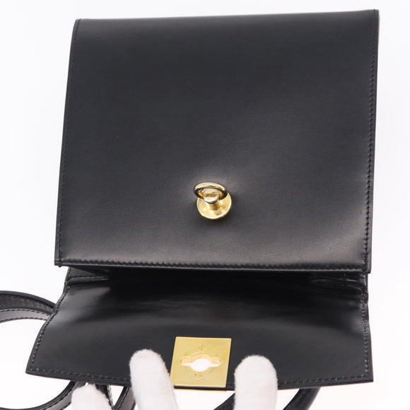 CELINE Hand Bag Leather 2way Black Gold Auth ep16836V