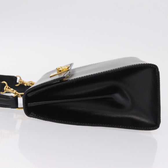 CELINE Hand Bag Leather 2way Black Gold Auth ep16836V