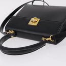 CELINE Hand Bag Leather 2way Black Gold Auth ep16836V-6