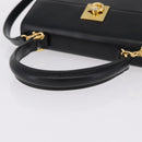 CELINE Hand Bag Leather 2way Black Gold Auth ep16836V-7