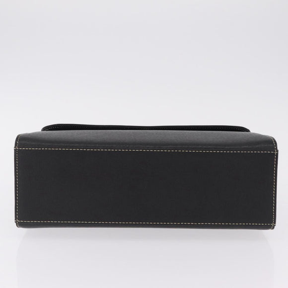Burberrys Hand Bag Leather Black Gold Auth ep16840A