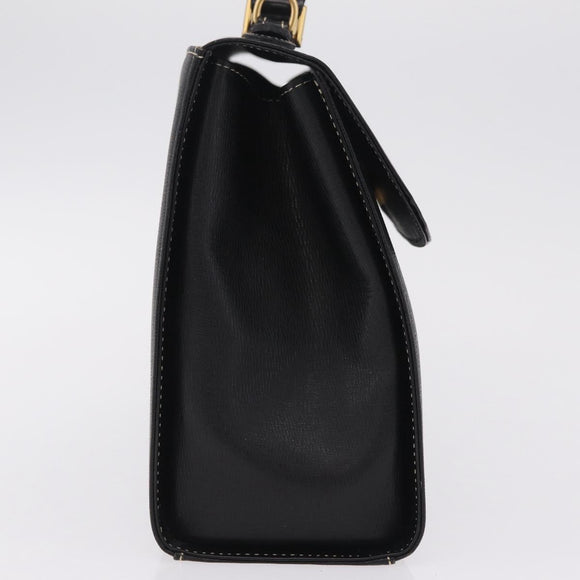 Burberrys Hand Bag Leather Black Gold Auth ep16840A